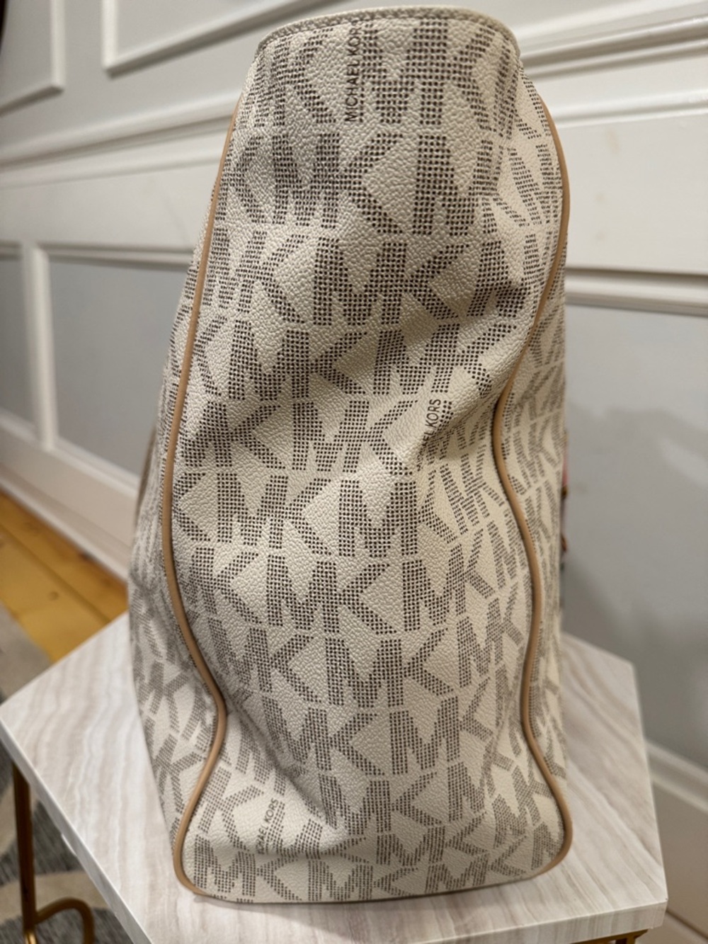 Michael Kors Bag Oversized Jet Set Signature Travel Weekender Work Laptop Tote - Picture 8 of 17